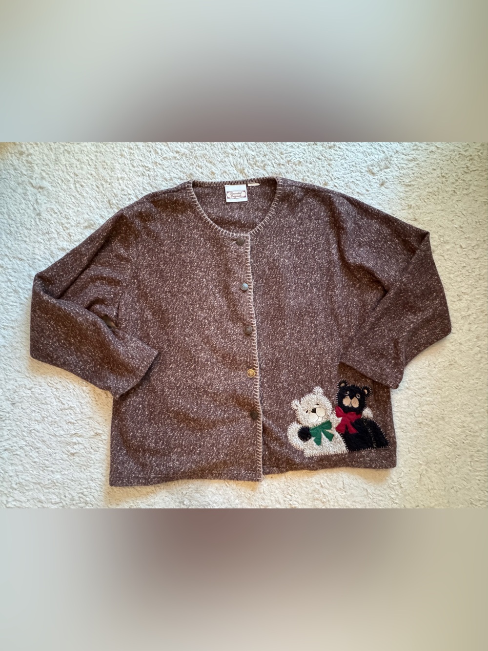 Vtg bear embroidered sweater